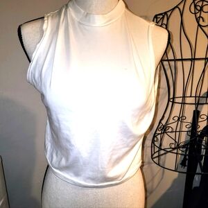 Pretty Little Things Sleeveless White Mock Neck Crop Top 14